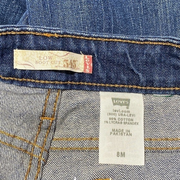 LEVI'S 545 Faded Dark Wash Blue Denim Low Rise Boot Cut 545 Jeans - Picture 9 of 11